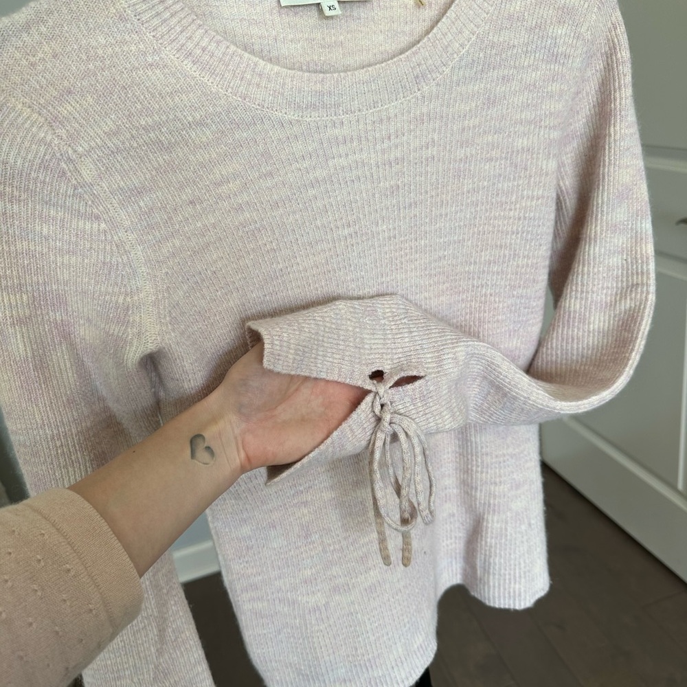 White + Warren Soft Pink Ribbed Sweater - Picture 3 of 9